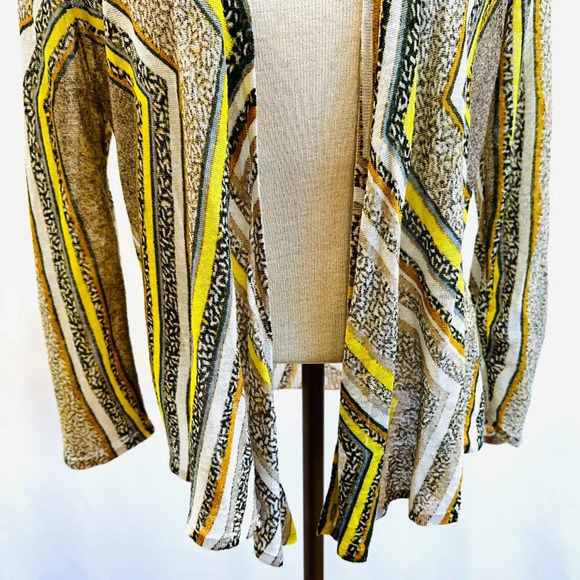 NIC+ZOE Women Long Sleeve Semi-Sheered Striped Cardigan Sweater Size Medium - Picture 5 of 11